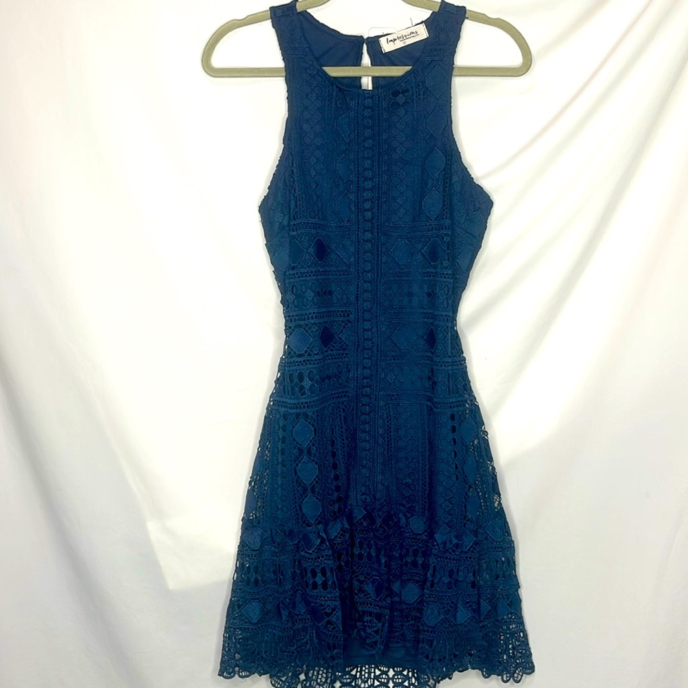 Navy blue lace mini dress